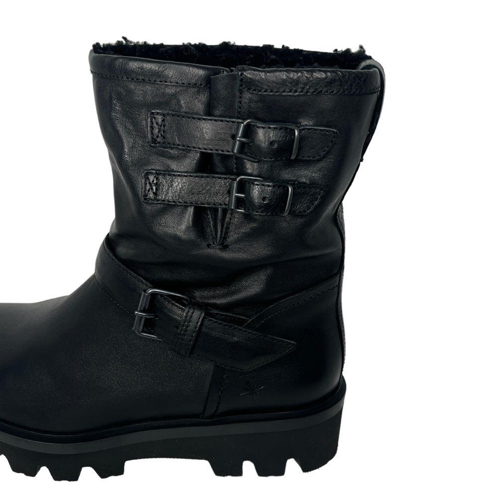 Ross & Snow Women’s Lucky Black Shearling Lining Leather Moto Boots Size 11 - Picture 10 of 16